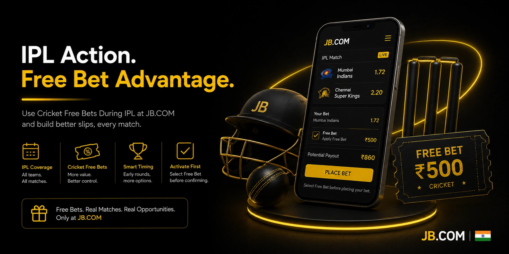 IPL free bet access on JB.COM with cricket betting tools for India